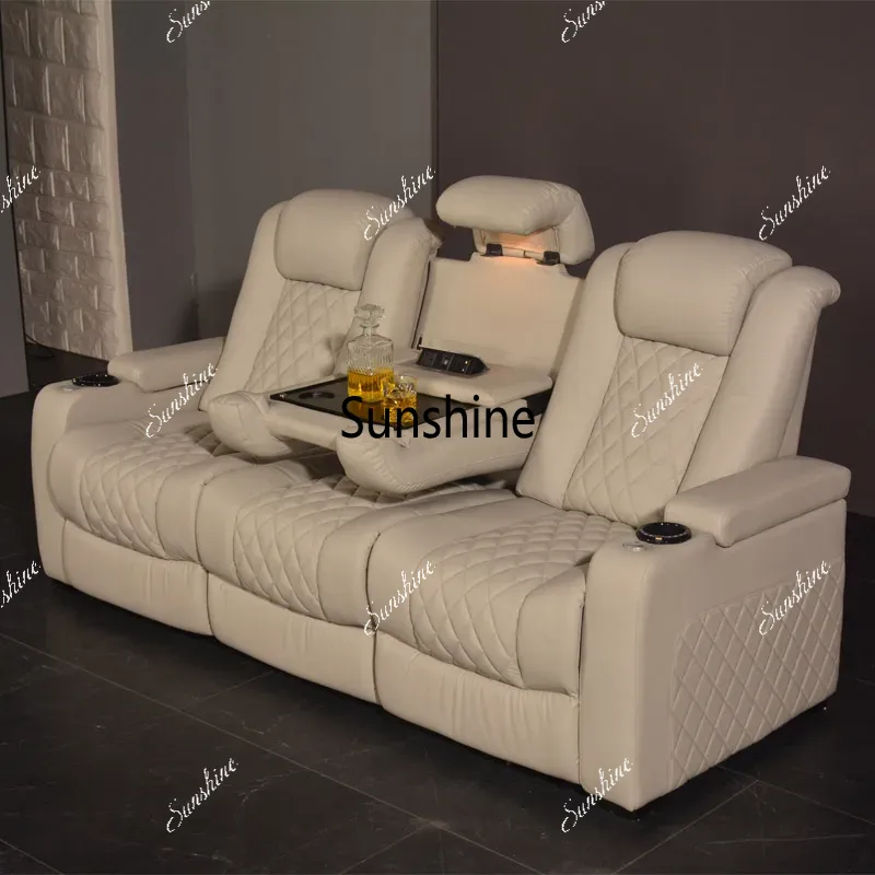 Home Cinema Interiors - Beyaz Renk, 3 Kişilik Elektrikli Sinema