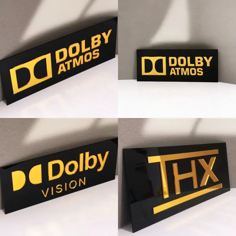 Home Cinema Atmos - 3D Altın Rengi Akrilik Ev Sineması