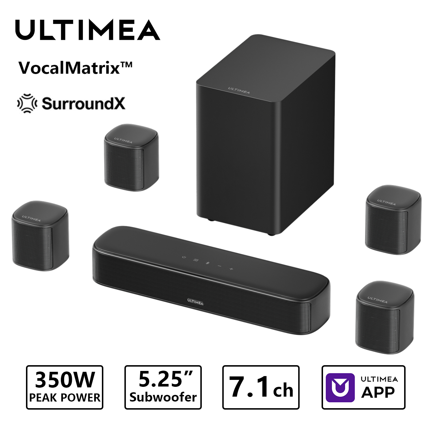 Home Cinema Atmos - ULTIMEA 350W 7.1 Kanal Sanal Surround