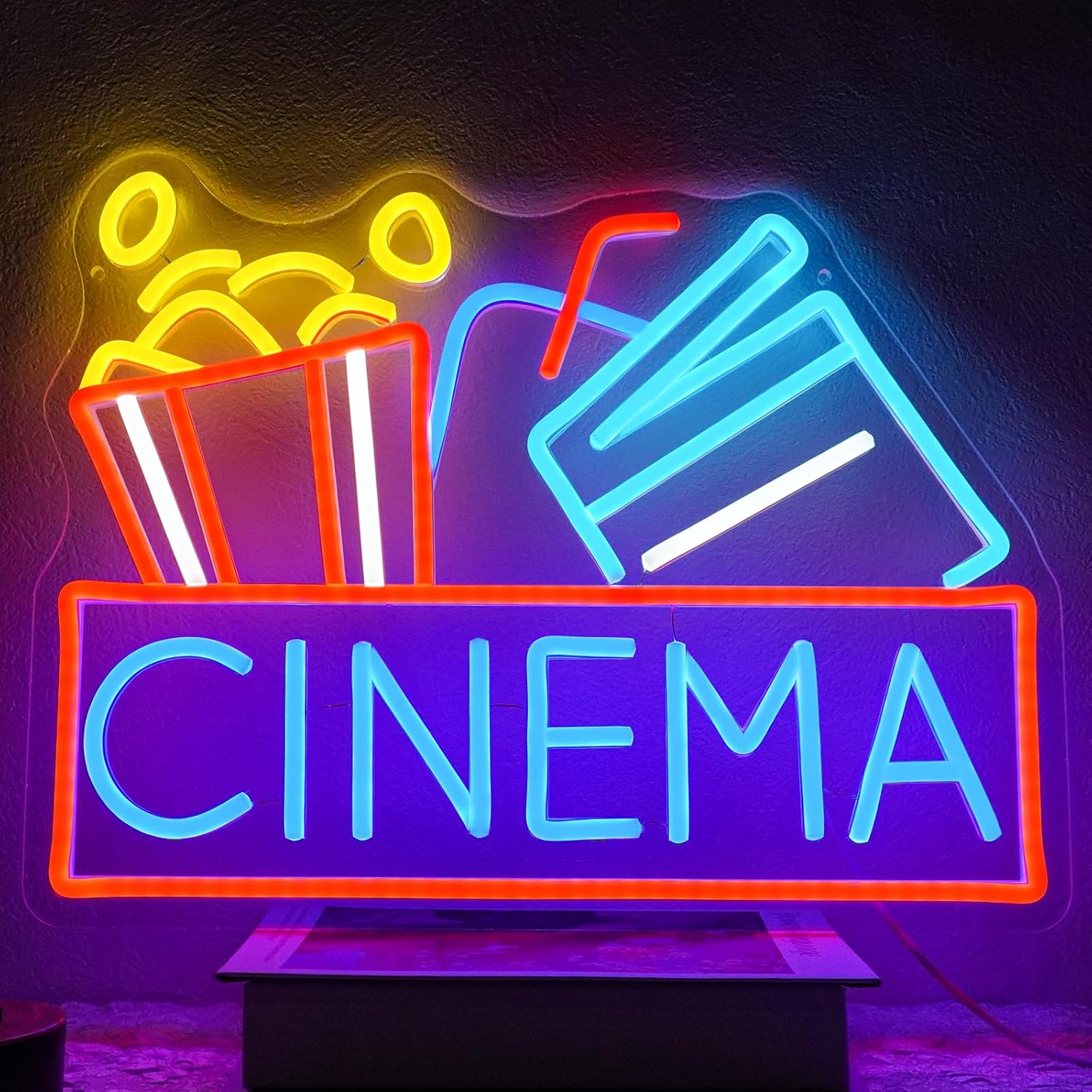 Home Cinema Food - Popcorn Neon Tabelası Kısılabilir Yiyecek LED