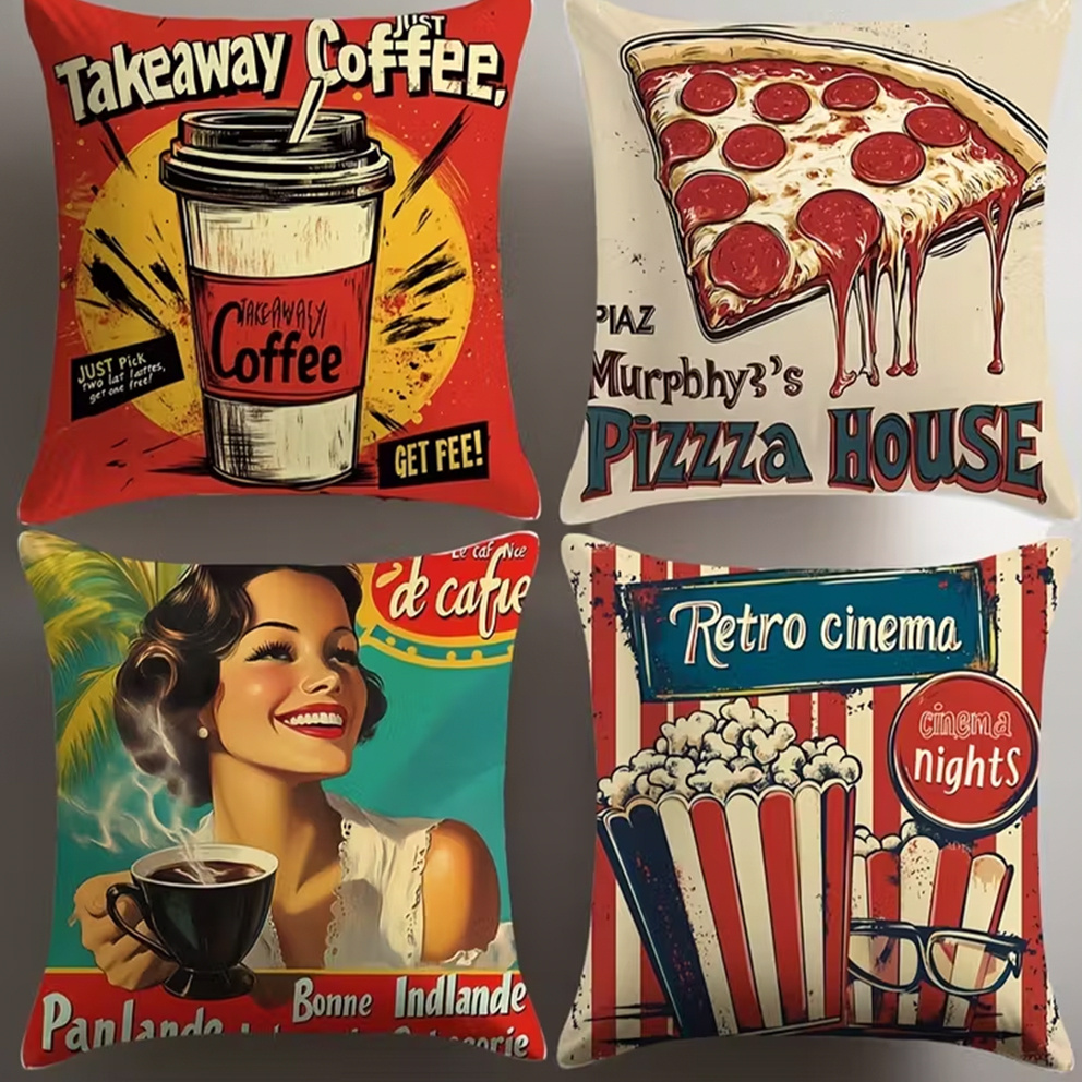 4 adet Retro Tarzı Yastık Kılı - Home Cinema Food incelemesi ve fiyatı